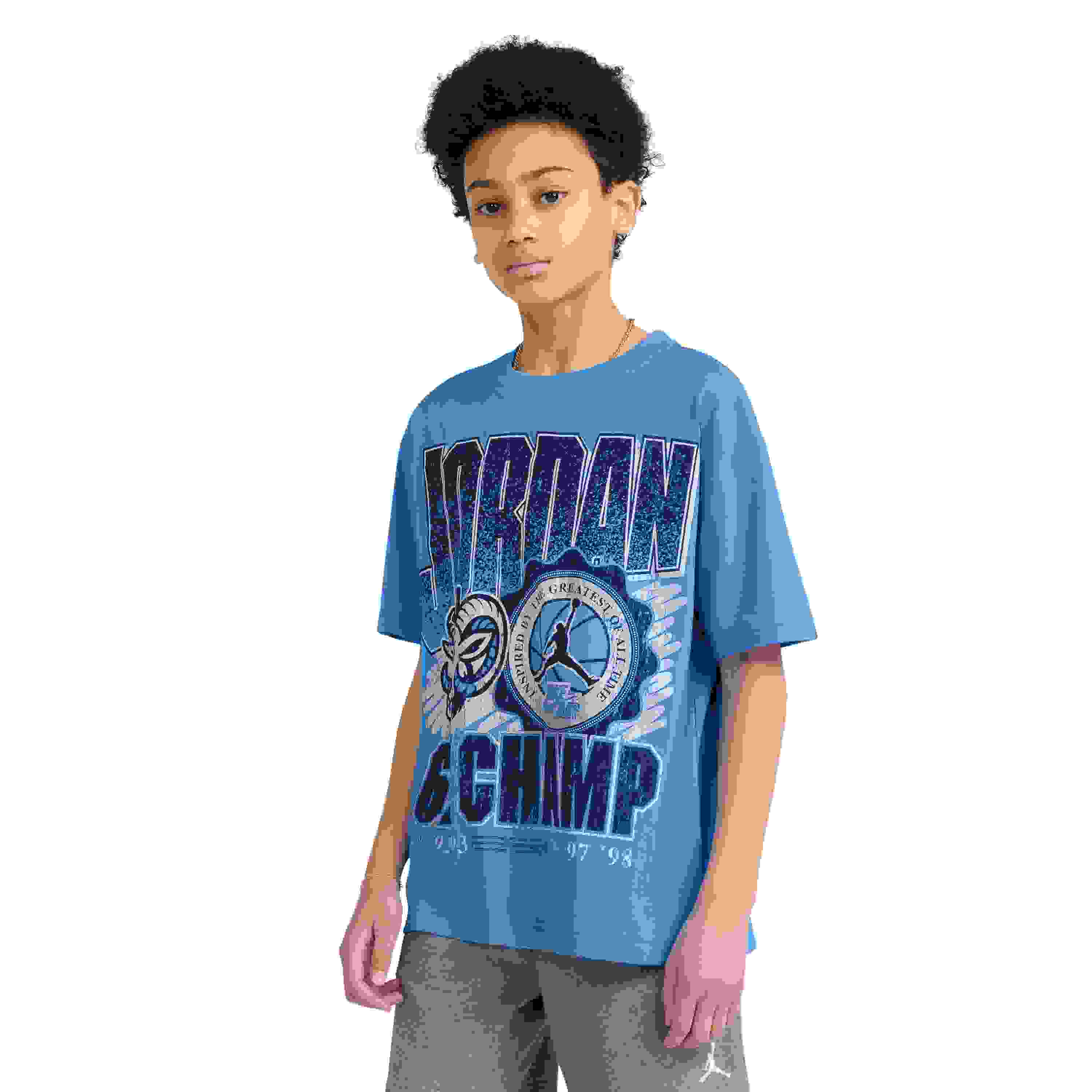 Jordan 6X Champ Big Boys' Blue Tee